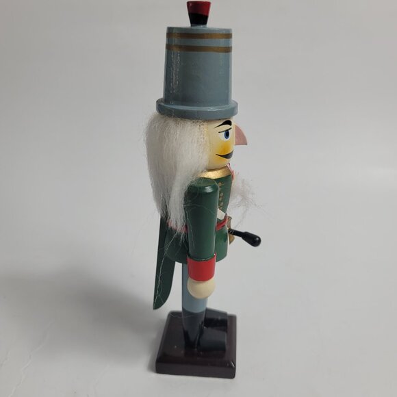 Vintage Santa's Workbench Nutcracker Toy Soldier Green & Red Uniform Gray Hat - Picture 4 of 12